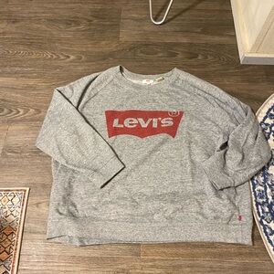 Levi's Light Gray Pullover Sweatshirt with Red Logo Accent; size 2x